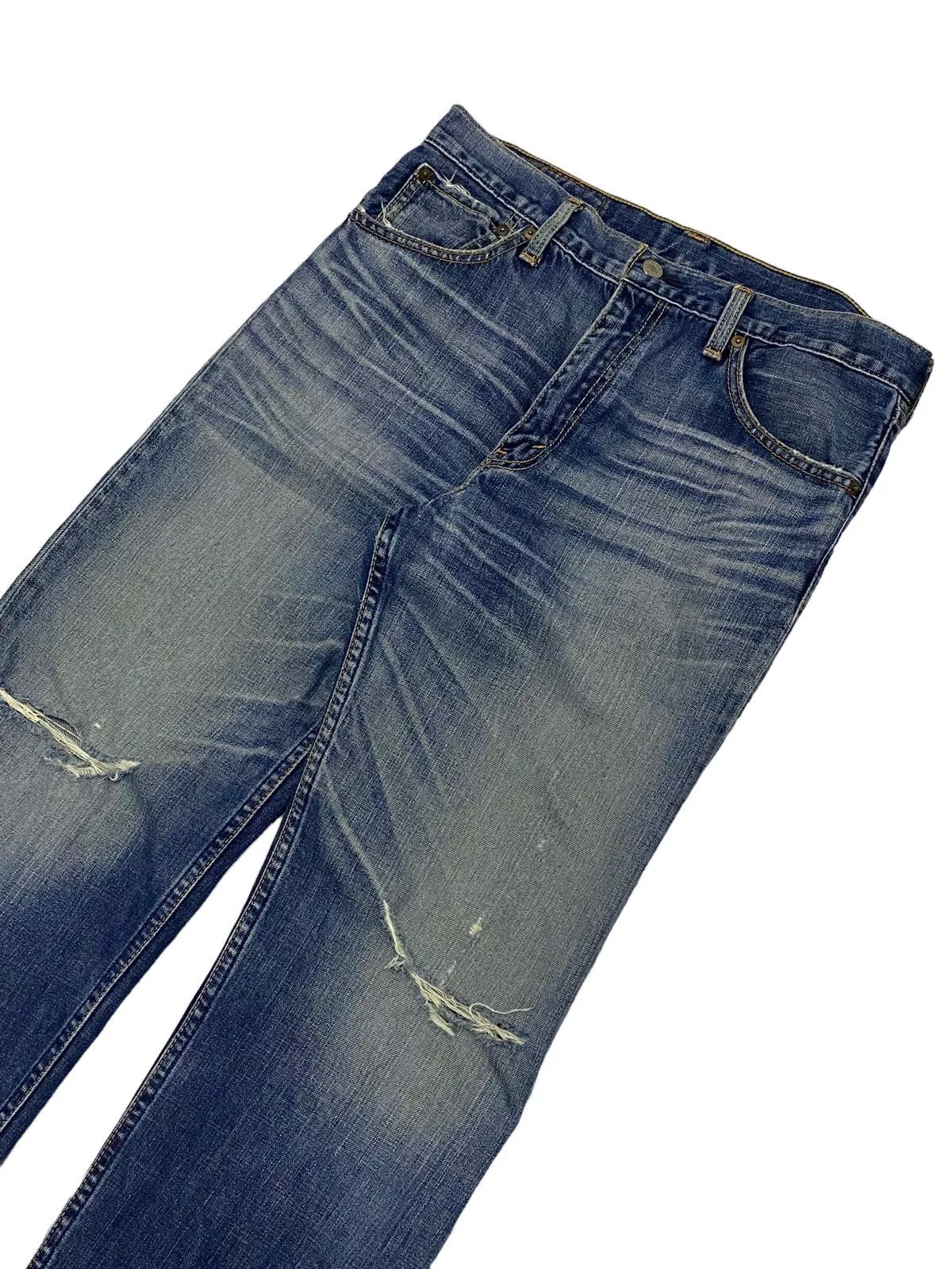 Levi's Denim Levi's Levis Strauss 703 Distressed Denim Blue Jean Mud Washed