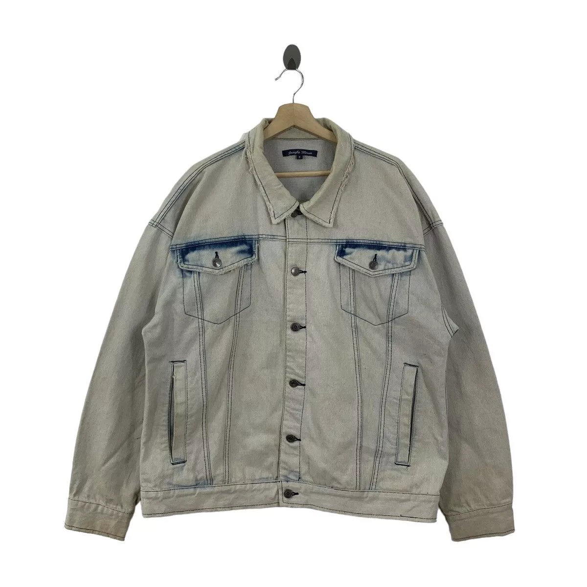 If Six Was Nine Denim Jackets If Six Was Nine × Vintage Vintage 90s Jungle Storms Tye Dye Truckers Button Jacket Blue