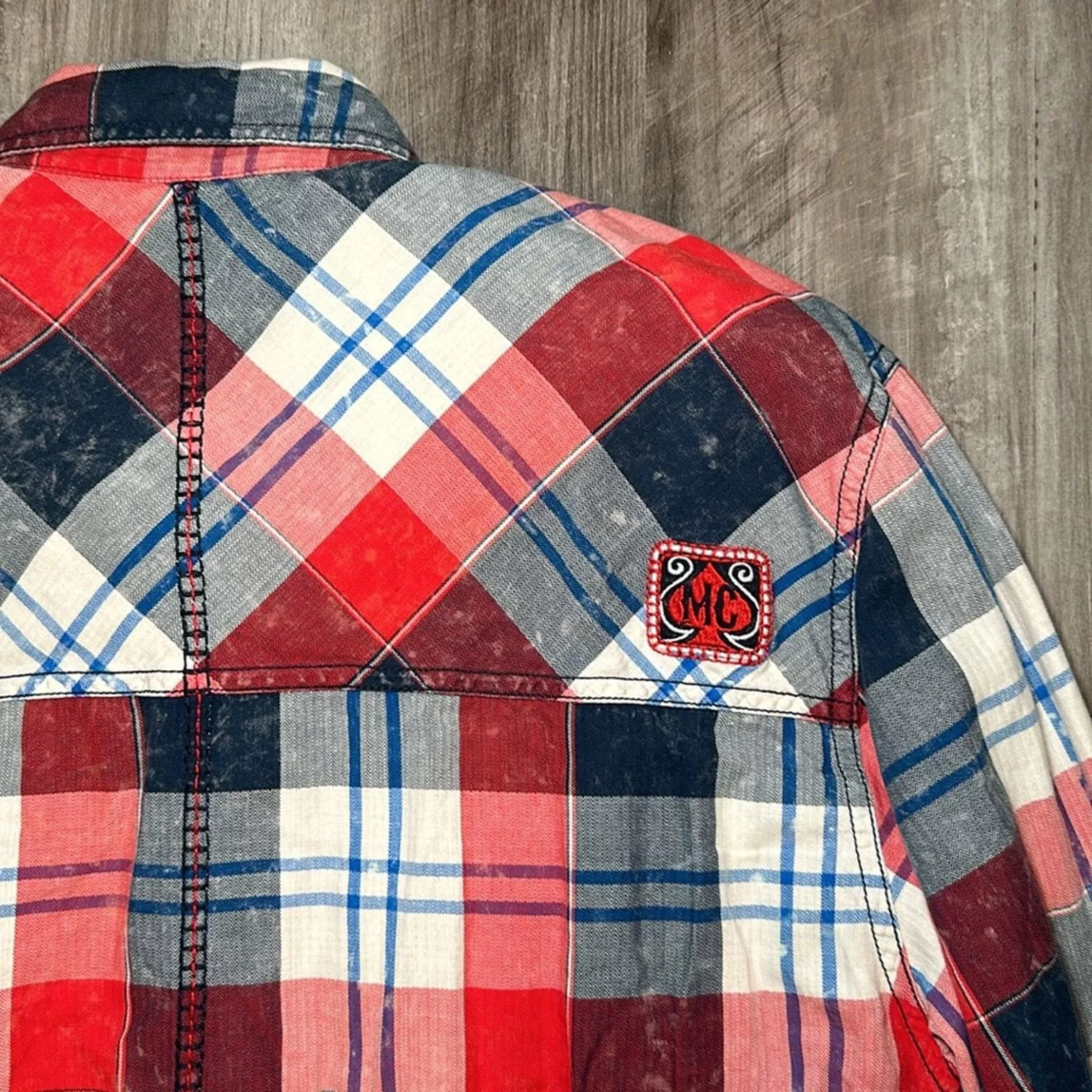 Affliction Shirts Button Ups Affliction Black Premium Limited Edition Slim Snap Button XL Red