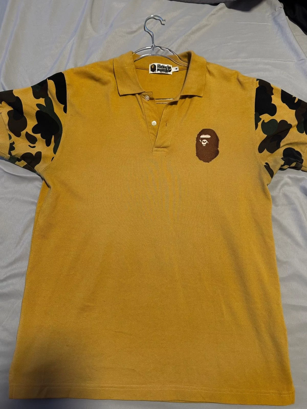Bape Polos BAPE A Bathing Ape 1st Camo Large Ape Head Polo Sleeve Print Brown