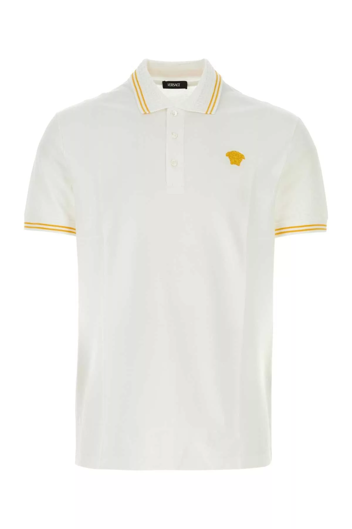 Versace Polos Versace White Piquet Polo Shirt Multi