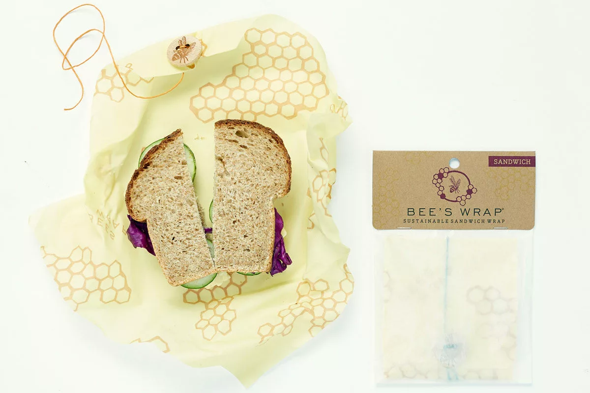 Sandwich Wrap w/Wooden Bee Button & Hemp Twine