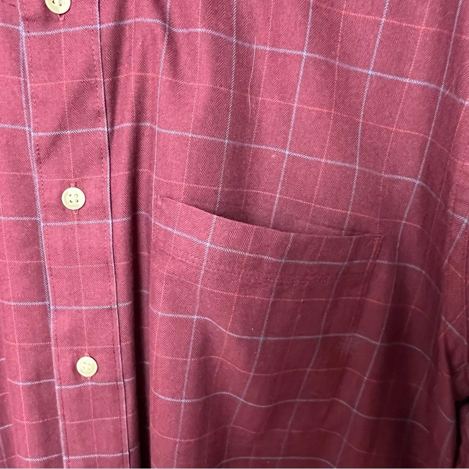 Izod Shirts Button Ups Izod Maroon Windowpane Plaid Button Down Shirt Men’s Large Red