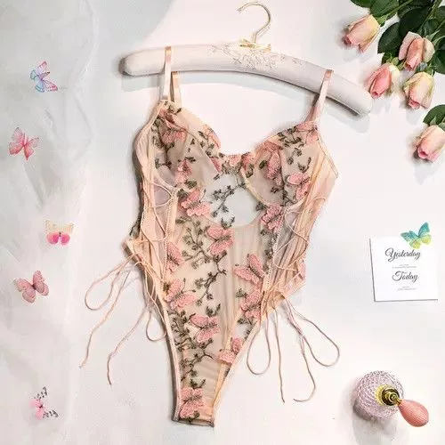 Japanese Brand Bodysuits Japanese Brand Mesh Bodysuit Pink Avant-Garde