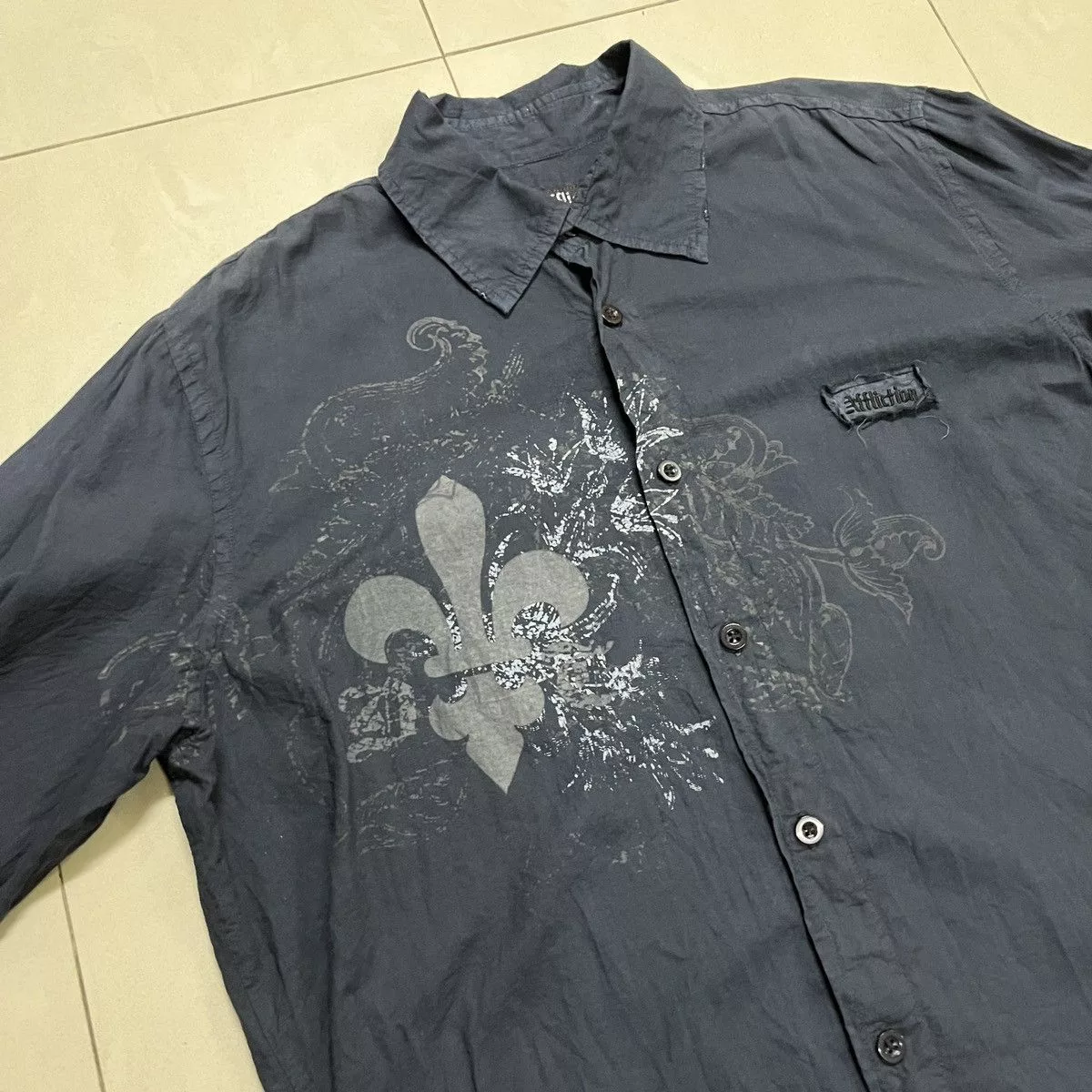 Affliction Shirts Button Ups Affliction × Vintage Rare Affliction Black On Black Logo Shirt Avant-Garde