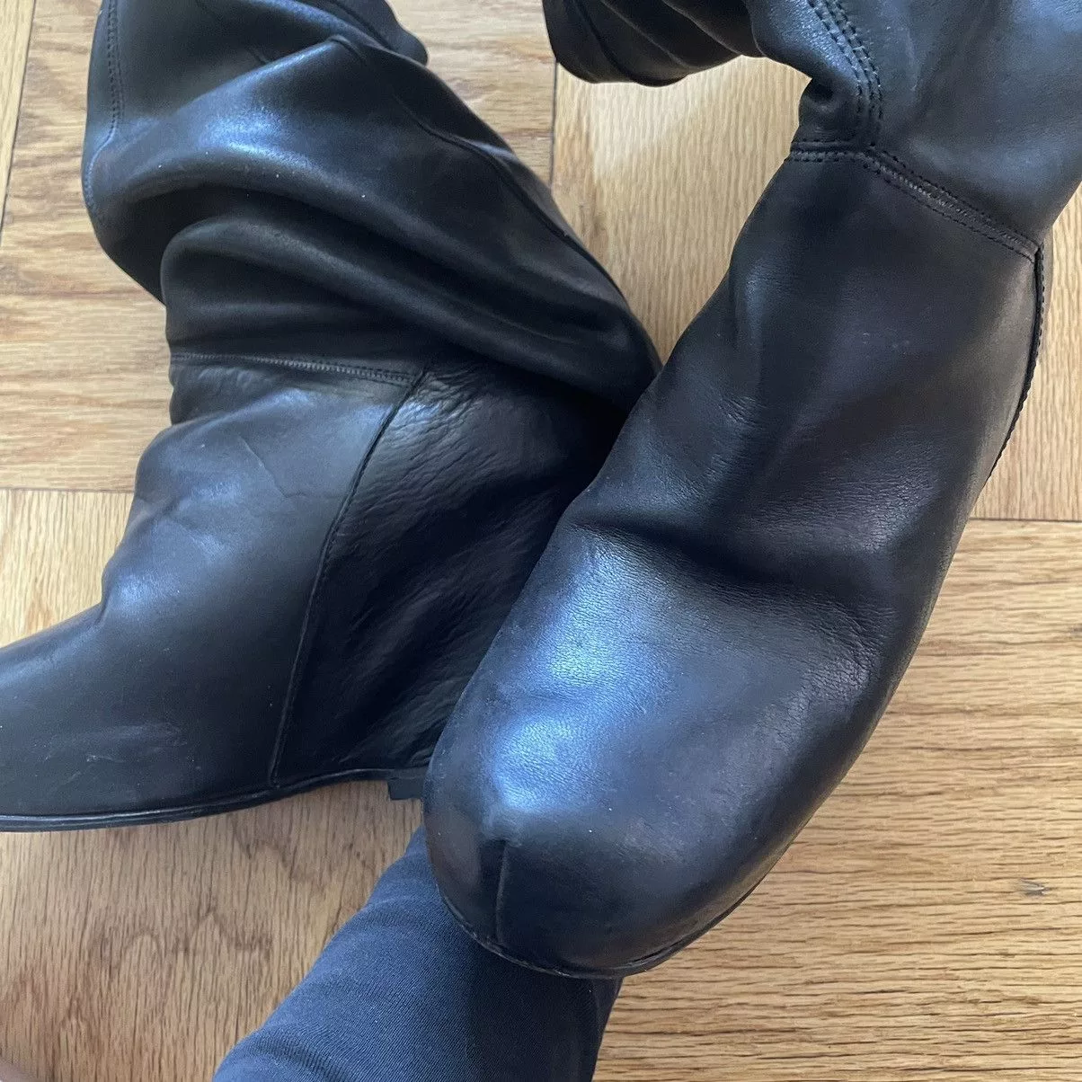 Rick Owens Boots Rick Owens Crust Peaked Back Wedge Boots Black