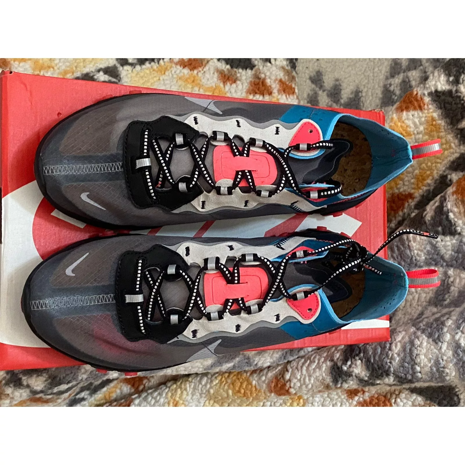 Nike Low Top Sneakers Nike React Element 87 "Solar Red" m 8 /w 9.5 Black
