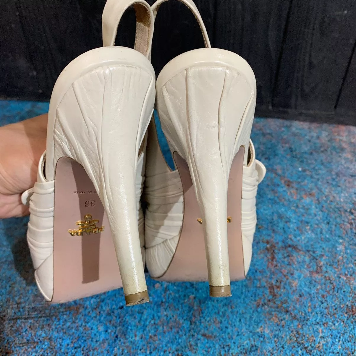 Prada Heels Prada Leather Heels Size 38 Beige Luxury