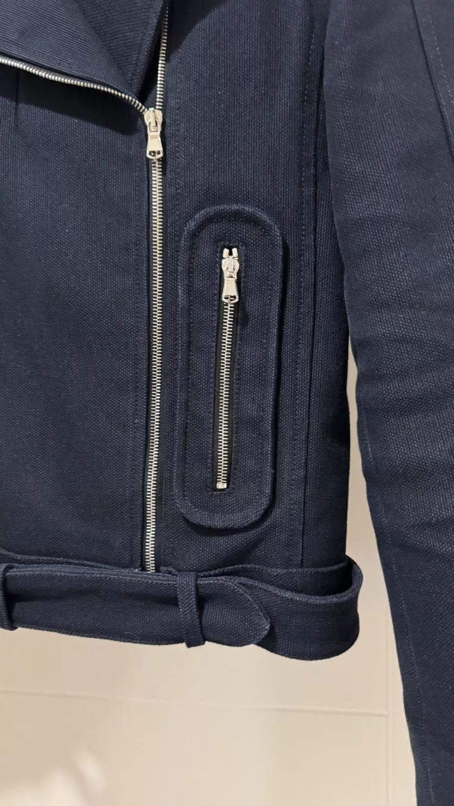 Carven Denim Jackets Carven Canvas Cotton Biker Jacket Blue