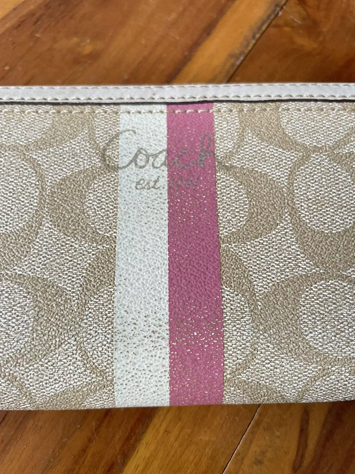 Coach Wallets Coach Signature Monogram Long Wallet Beige