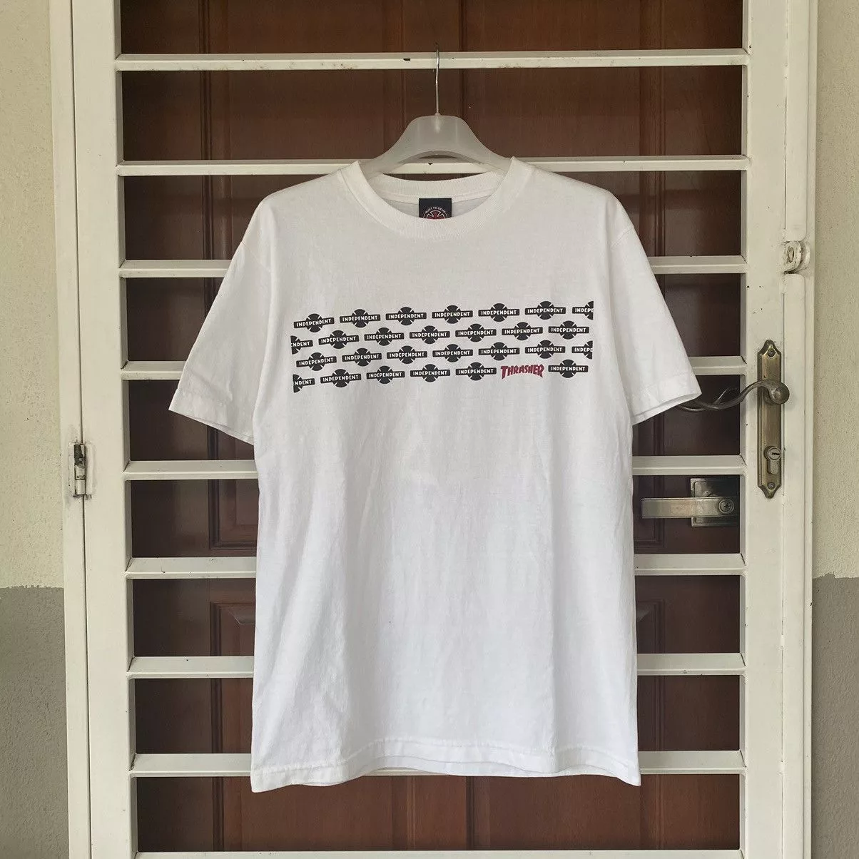 Independent Truck Co. Short Sleeve T Shirts Independent Truck Co. × Thrasher Independen Truck x Thrasher Pentagram Skategoat Cross Shirt White