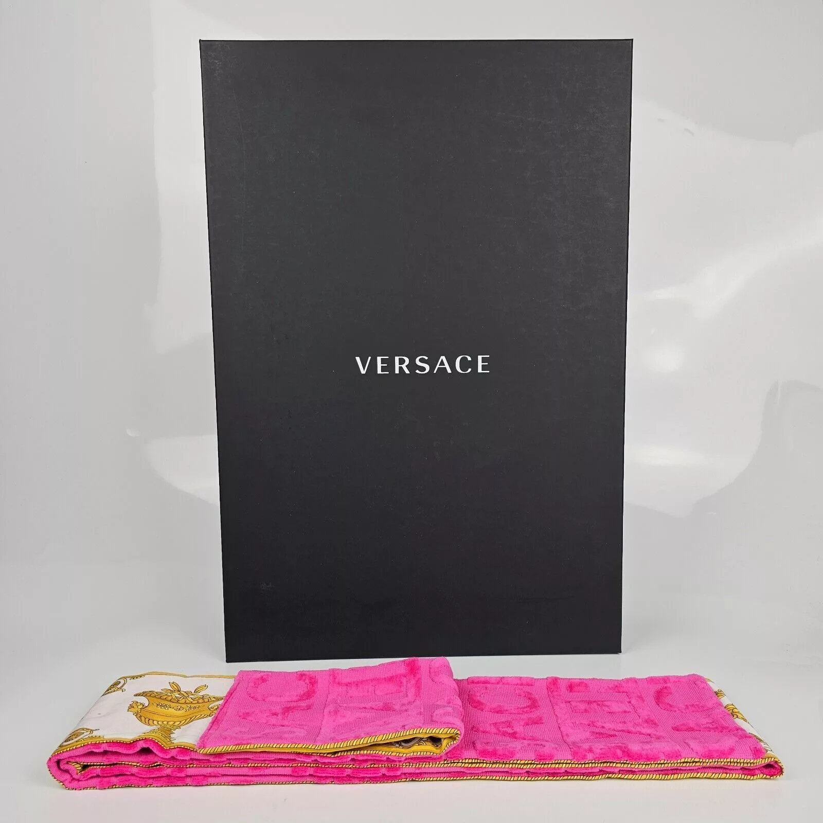 Versace Light Jackets Versace Baroque Print Pink Long Bathrobe New M