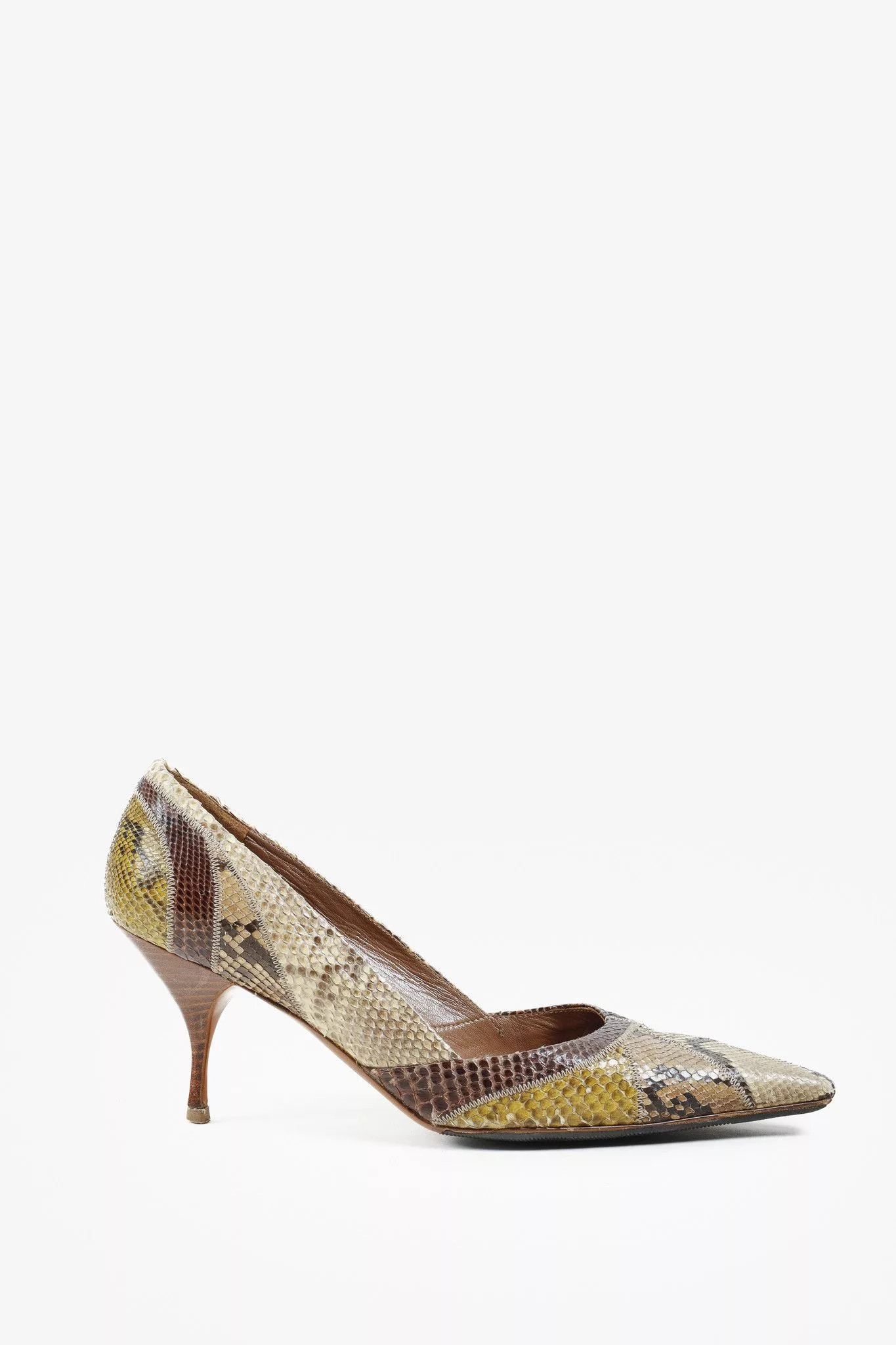Prada Heels Prada Brown Patchwork Python D'Orsay Pumps Multi