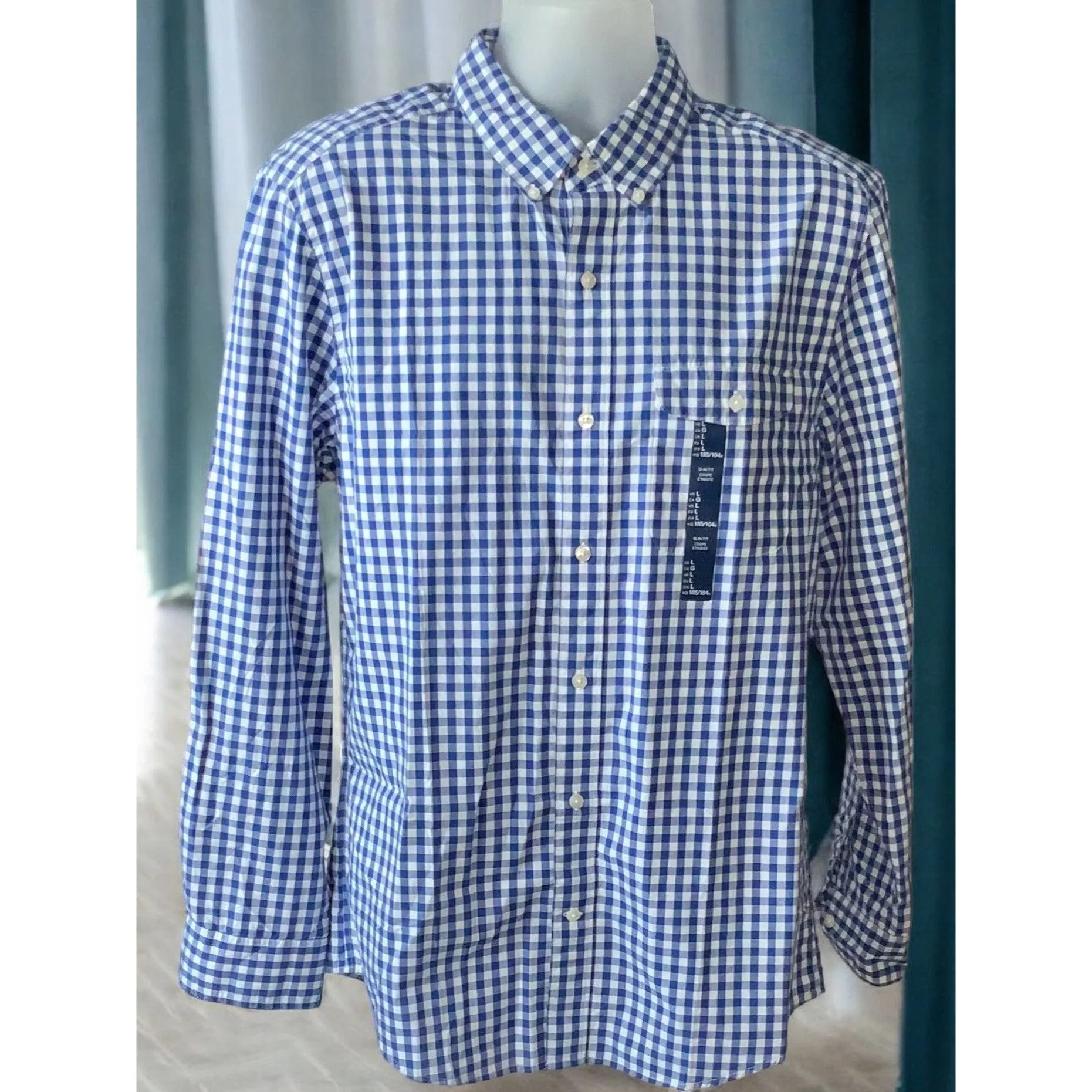 Gap Shirts Button Ups Gap Blue White Gingham Checkered Long Sleeve Button Down Shi