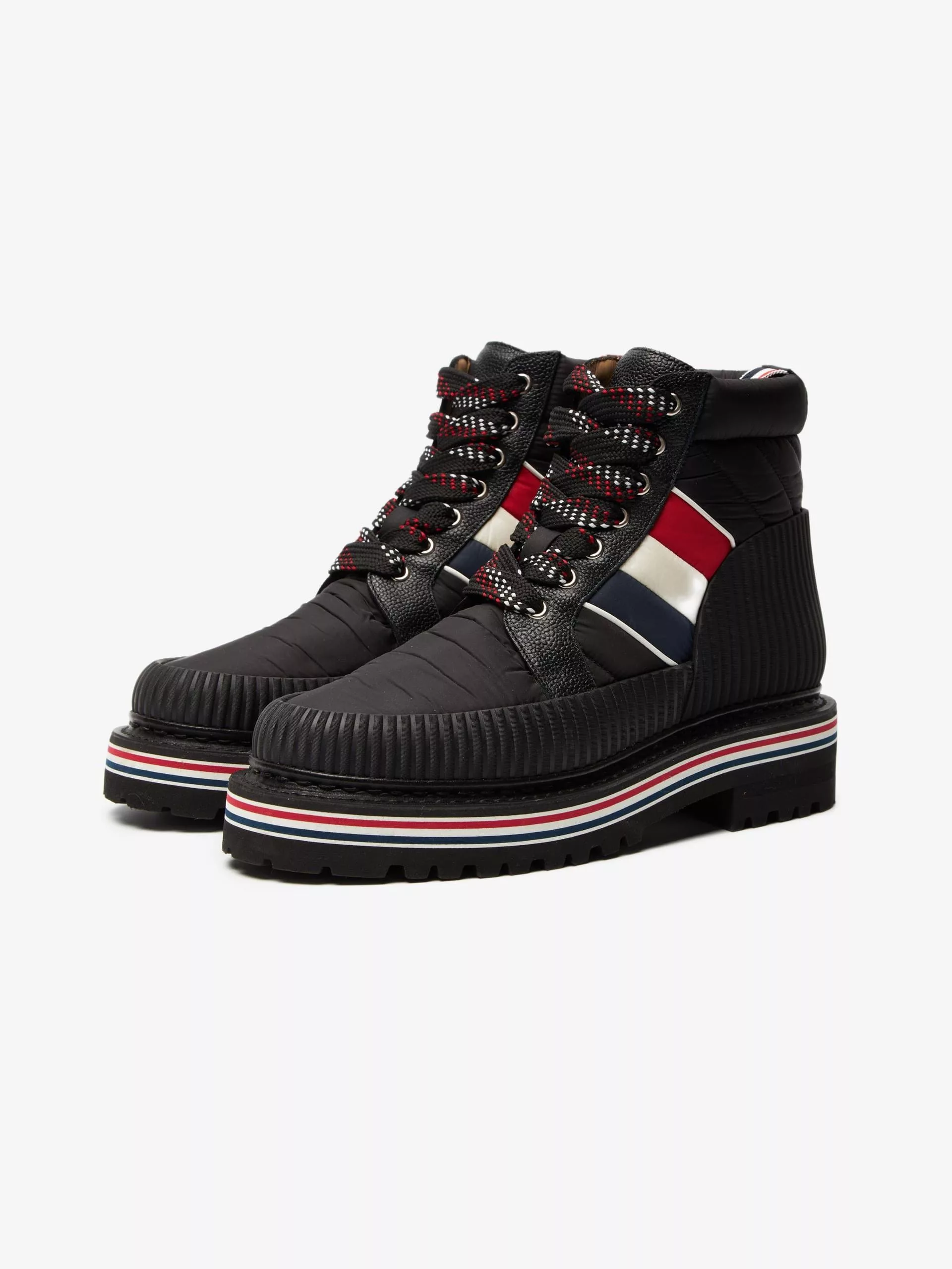 Thom Browne Boots Thom Browne Black Lines Insets Laced High Boots