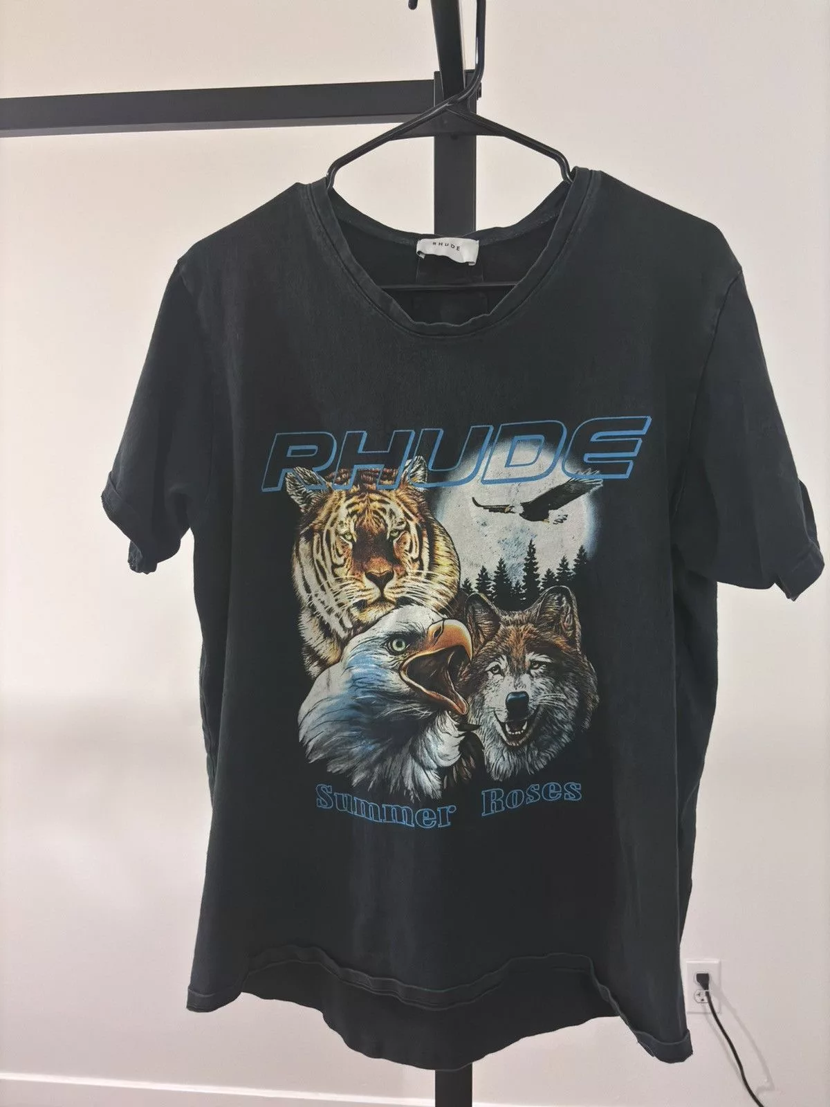 Rhude Short Sleeve T Shirts Rhude Summer Roses Tee Black