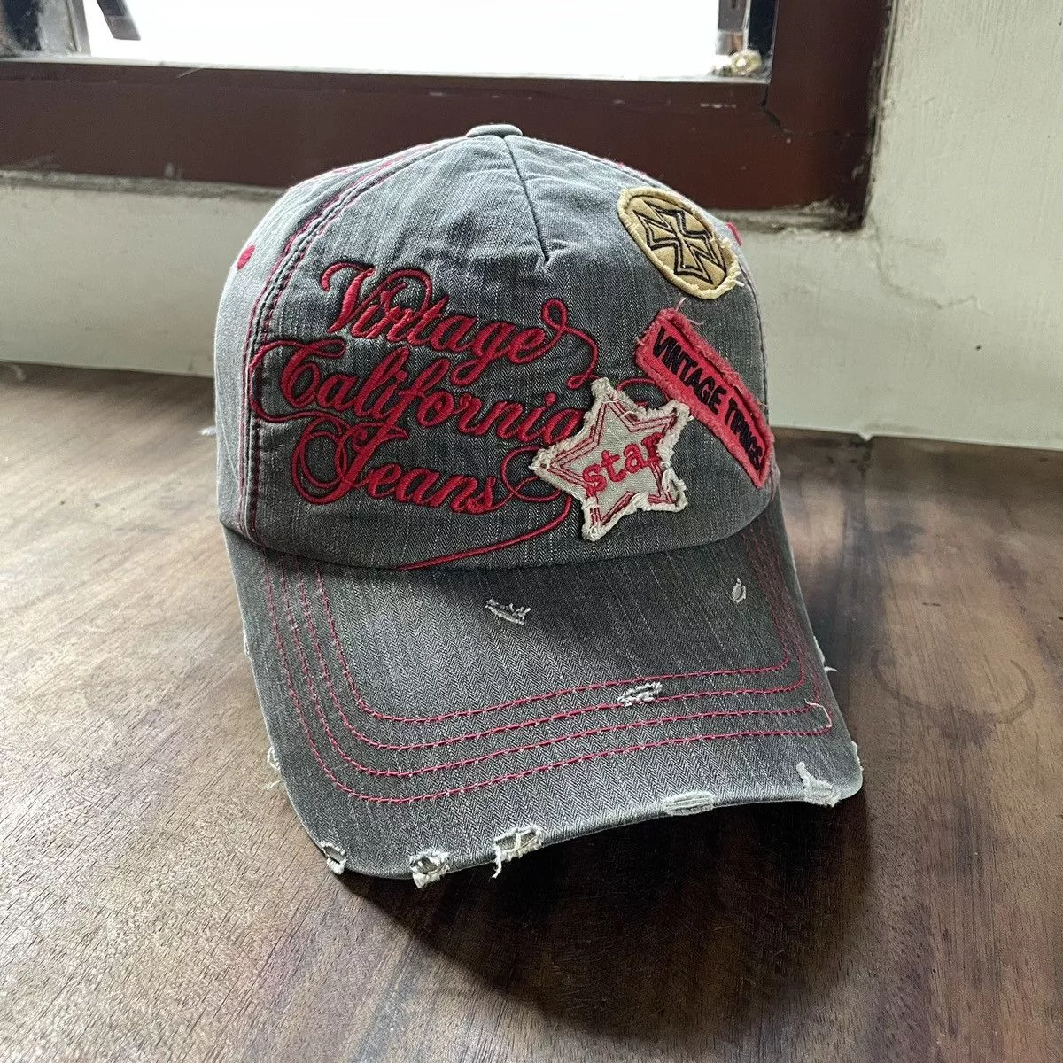 Unsound Rags Hats Unsound Rags SICK. Patch work vintage California jeans hat, unique stitch Black Streetwear