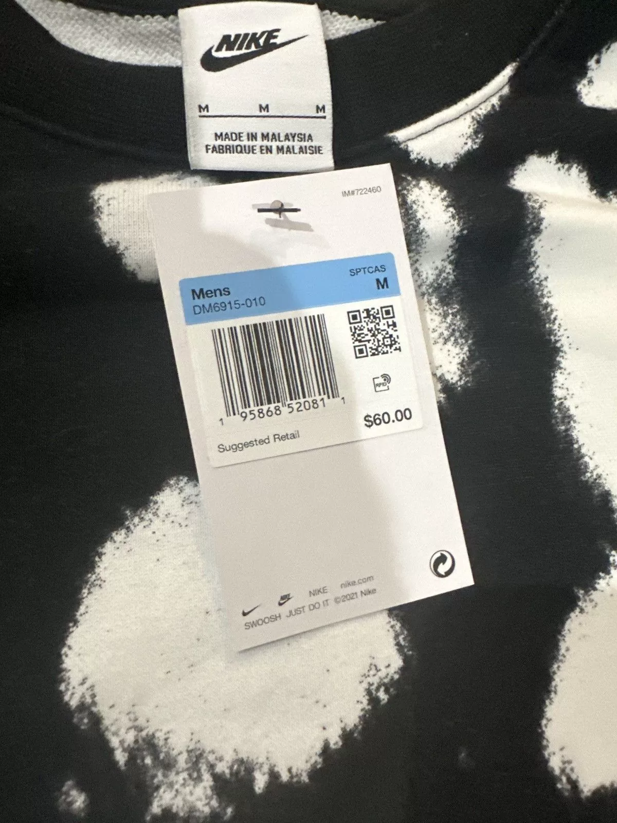 Nike Sweatshirts Hoodies Nike crew neck black and white pattern Gray
