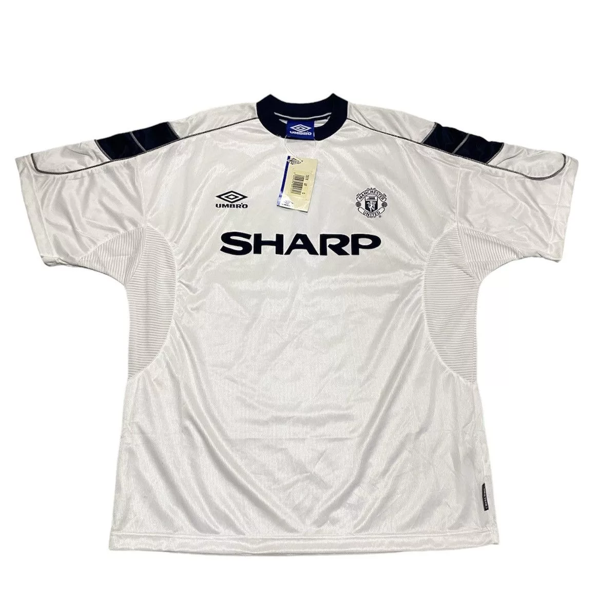 Umbro Jerseys Umbro Manchester United 1999 Away sponsored by sharp⚽️(Deadstock💎) White Sportswear