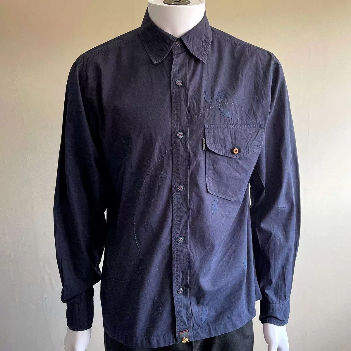 Paul Smith Shirts Button Ups Paul Smith Red Ear Embroidered Doves Shirt Blue