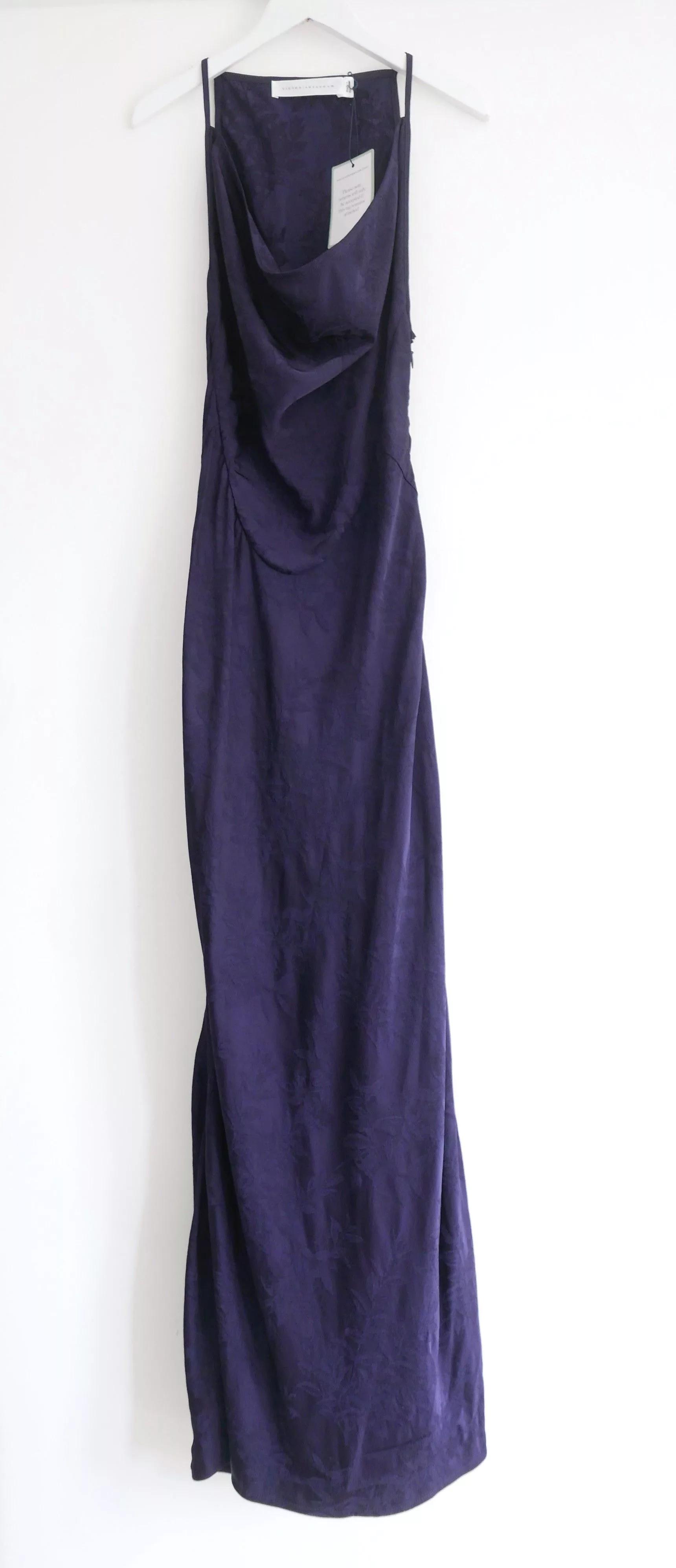 Victoria Beckham Maxi Dresses Victoria Beckham Myrtle Jacquard Drape Front Maxi Dress Blue