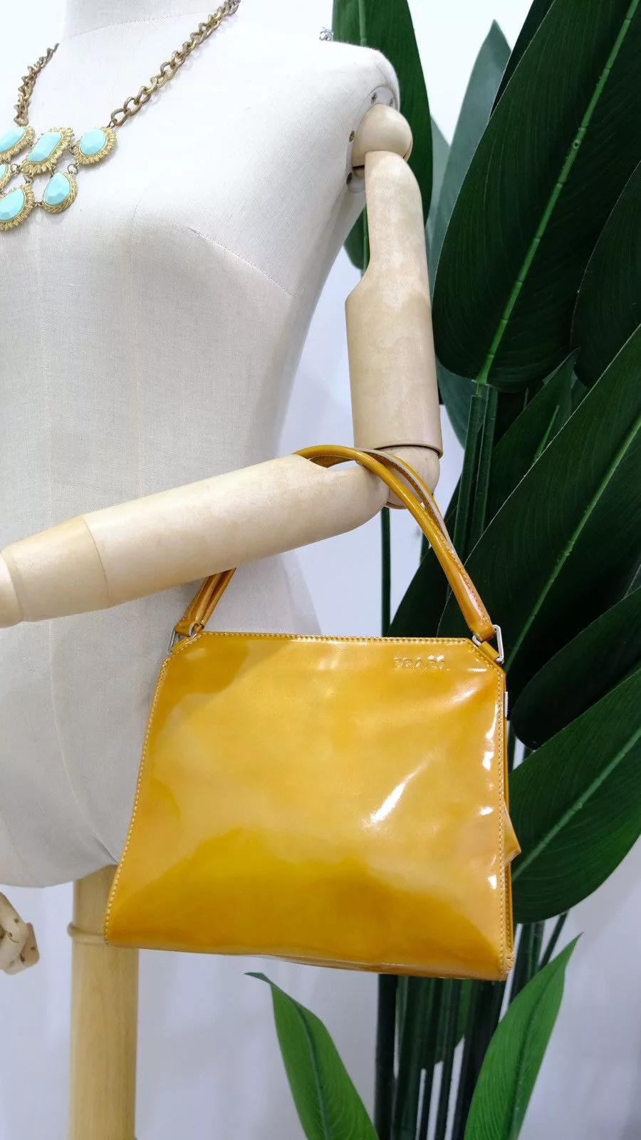 Prada Handle Bags Authentic Prada handbag yellow pattern leather