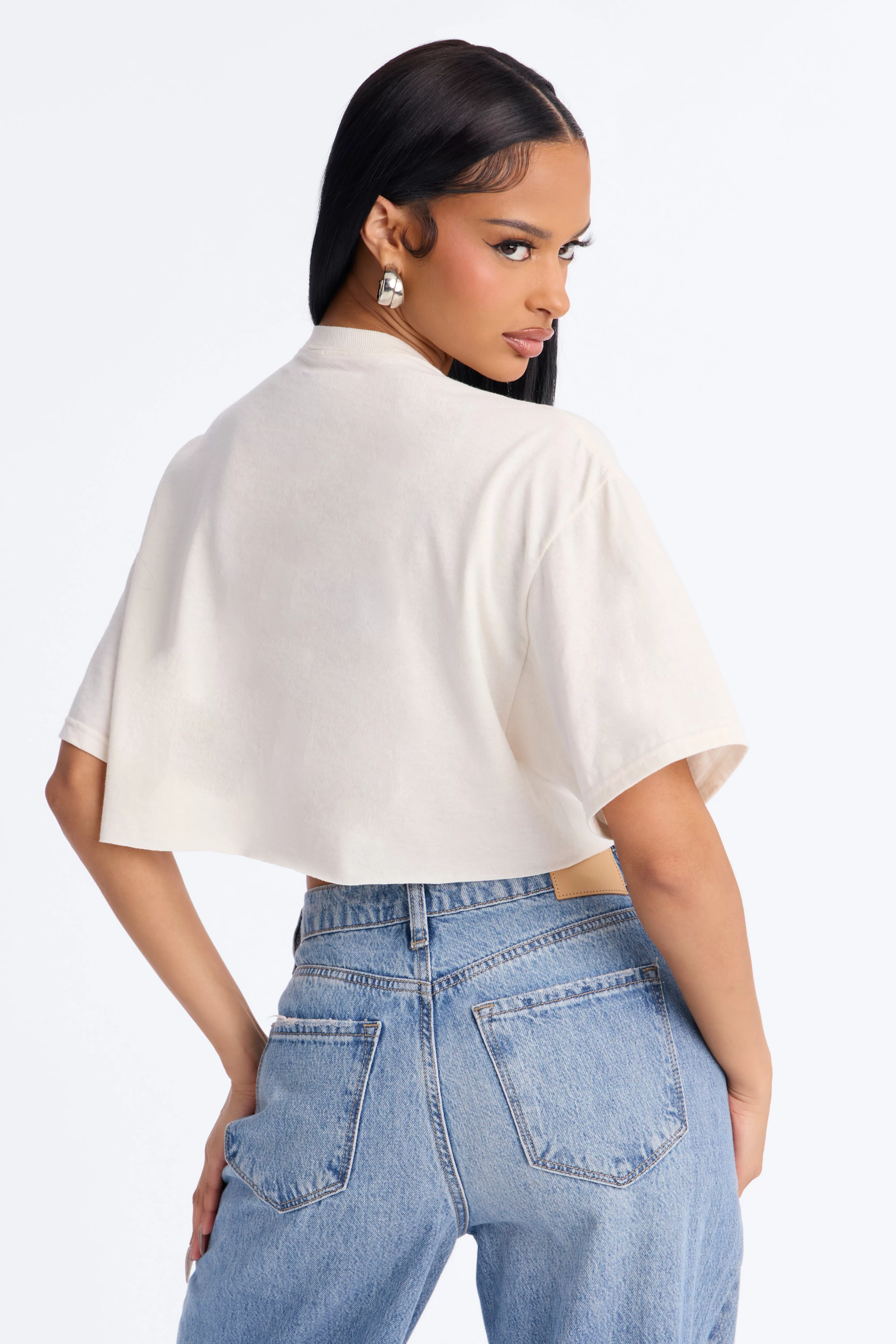 Sunset Surfrider Cropped Tee - Cream