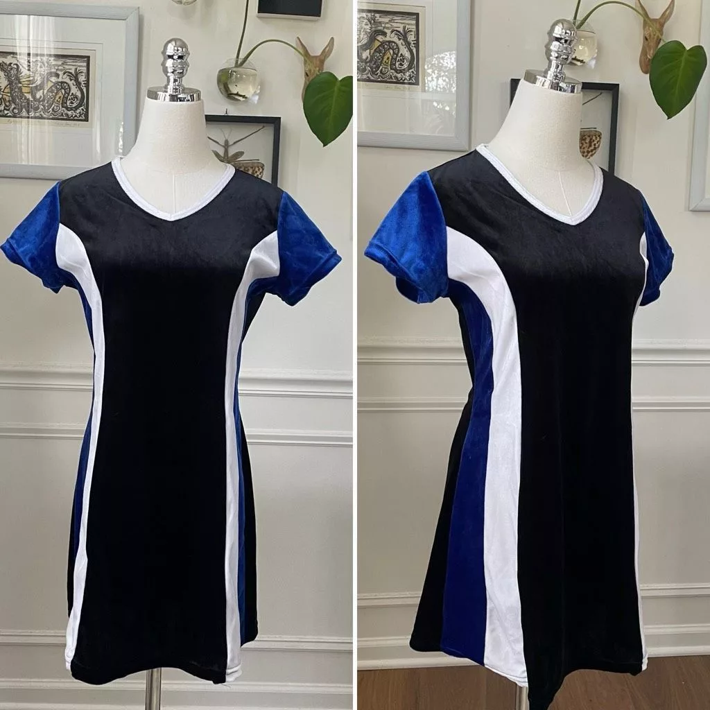 Vintage Mini Dresses Vintage 90s 5*7*9 Colorblock Dress Spice Girls Black White C