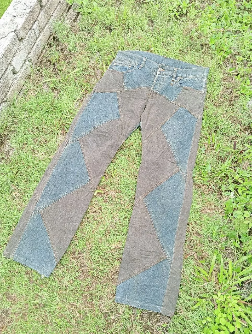 20471120 Denim 20471120 JAPANESE MODERN LOVERS PATCHWORK STRETCH JEANS Black Streetwear