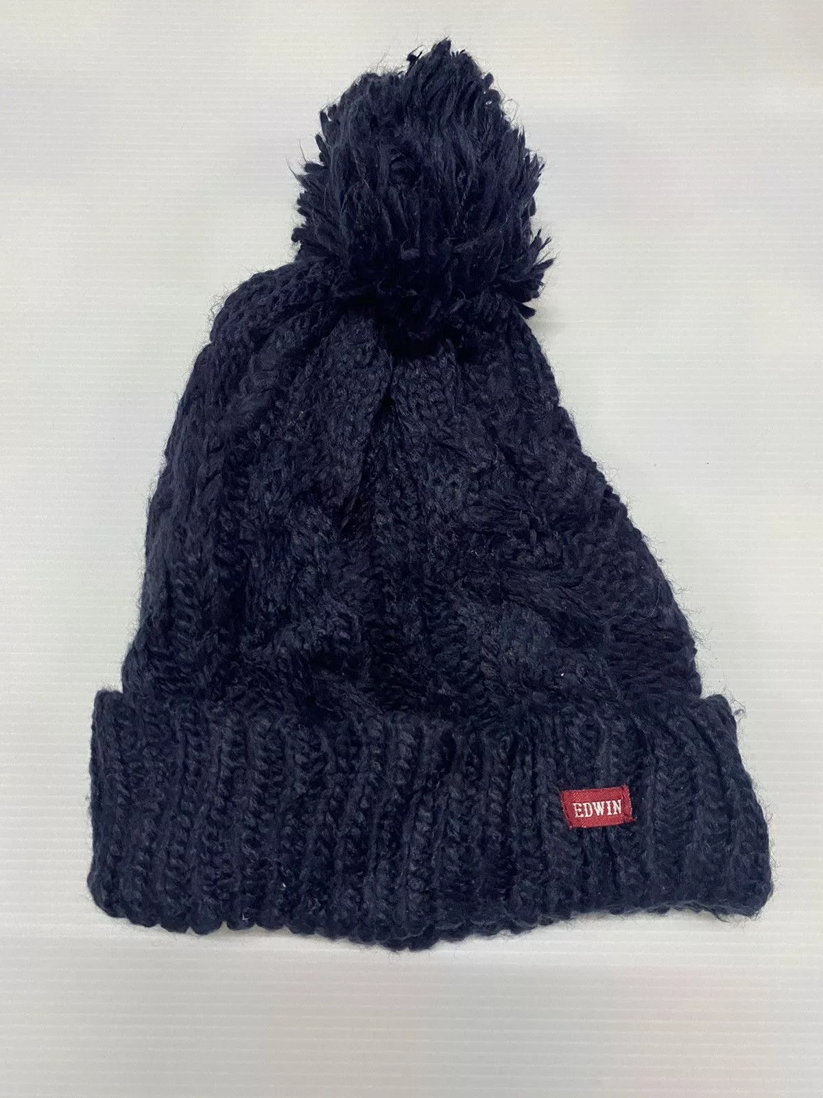 Edwin Hats Edwin Pom Knitted Beanie Hat Black