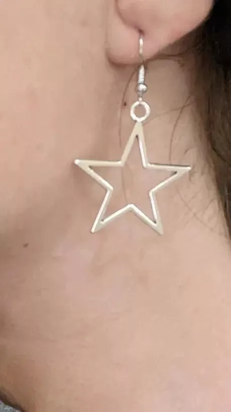 Other Earrings Other Silver Hollow Star Drop Earring Streetwear