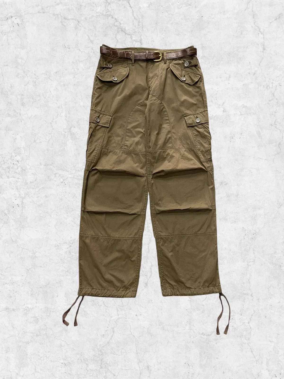 Japanese Brand Casual Pants Japanese Brand × Takeo Kikuchi × Vintage Takeo Kikuchi Japan Multi Pocket Cargo Pants With Belt Green