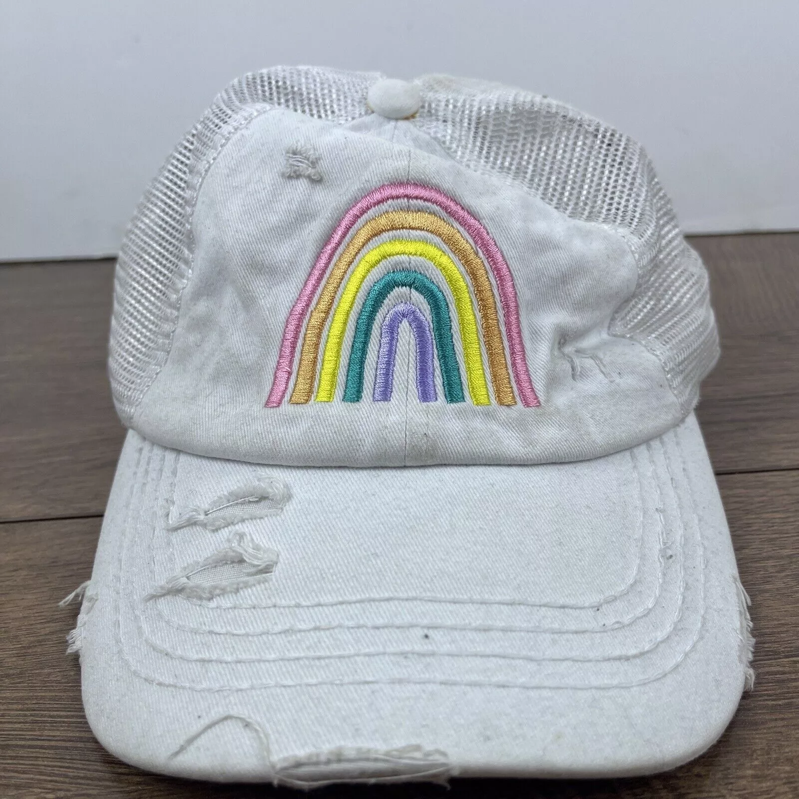 Other Hats Other Rainbow Hat Rainbow White Hat Adjustable Adult Size Hat Whit