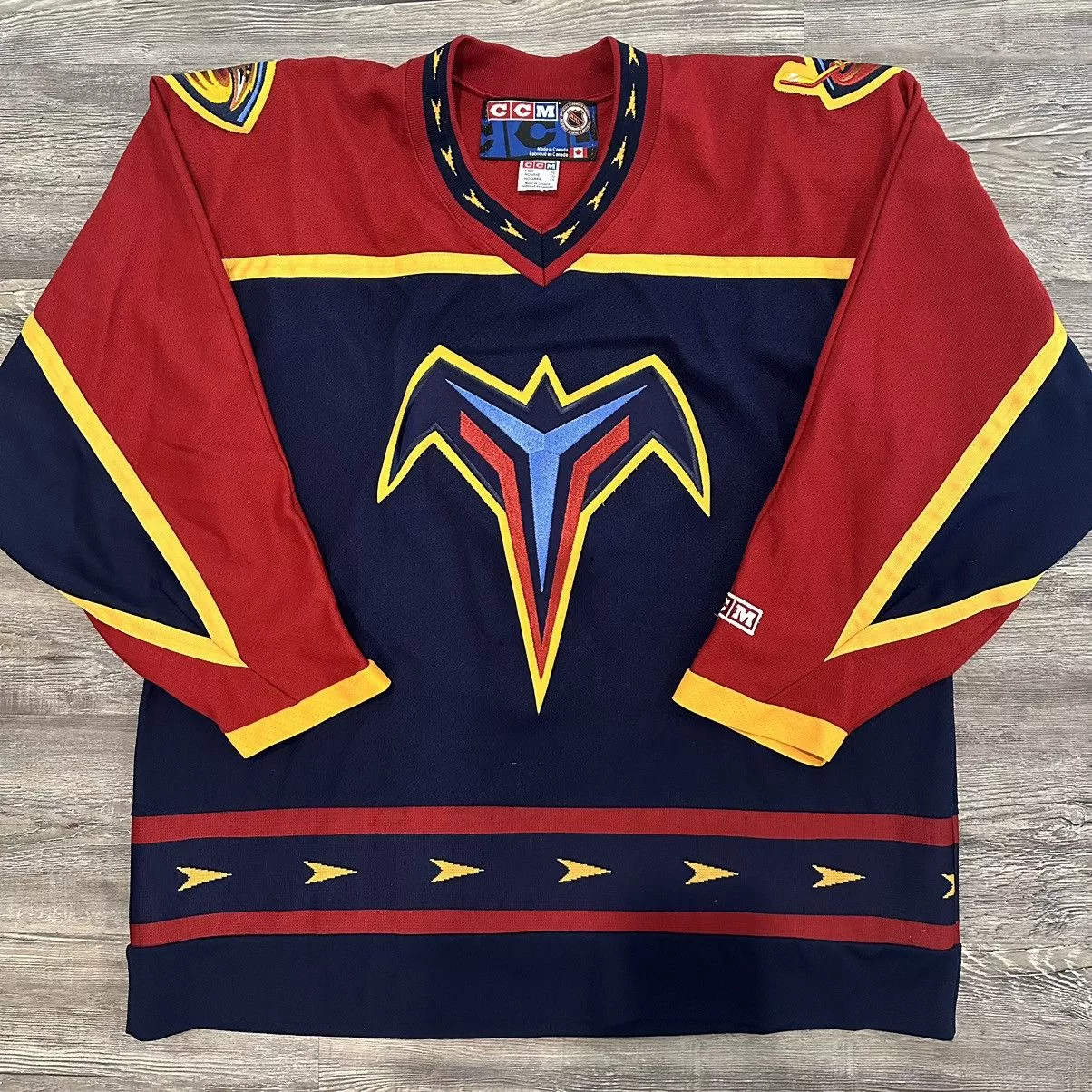 NHL Jerseys NHL × Vintage Atlanta Thrashers Jersey🏒 Blue Streetwear