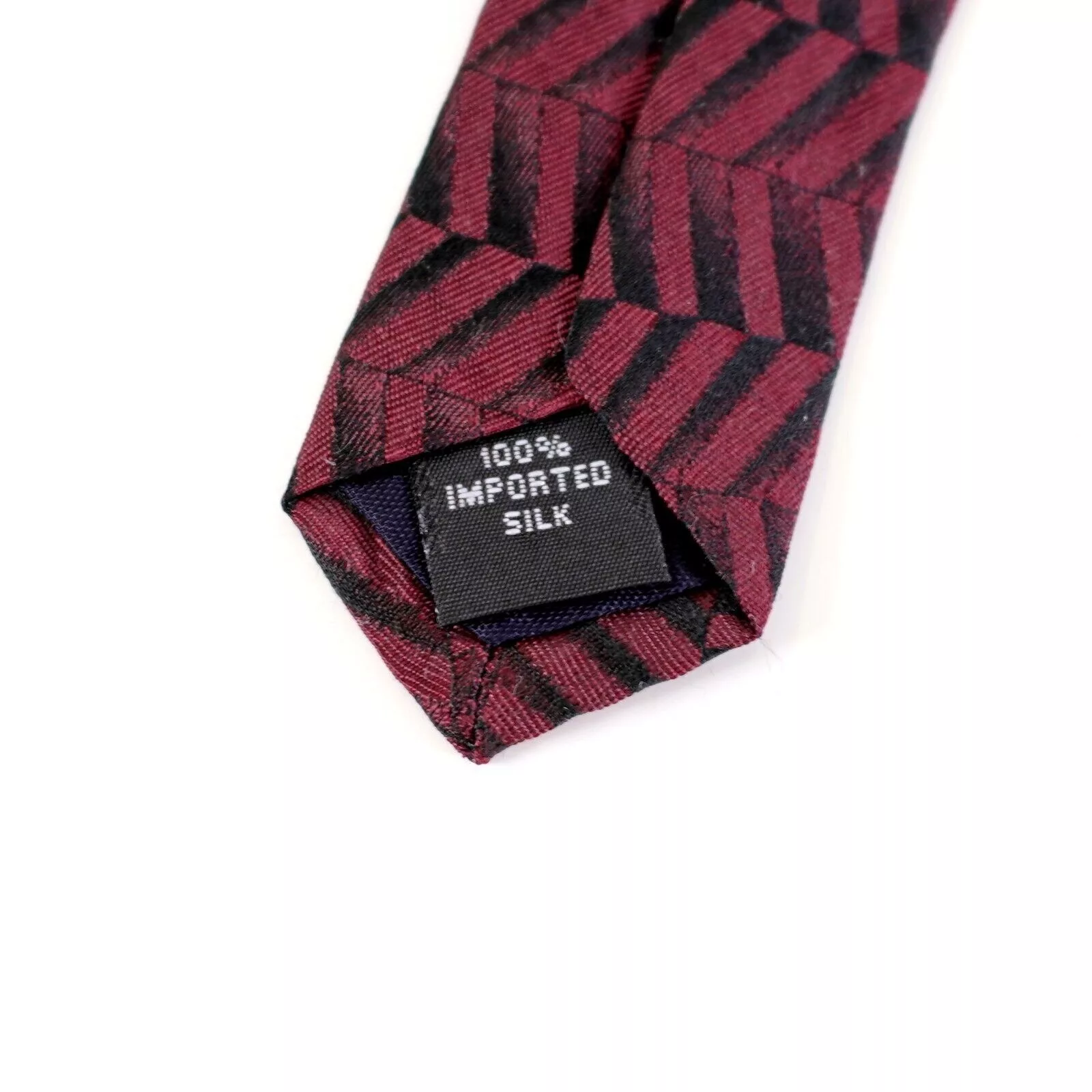 Arrow Ties Pocketsquares Arrow Maroon Red Geometric Herringbone Short Wide Woven Silk