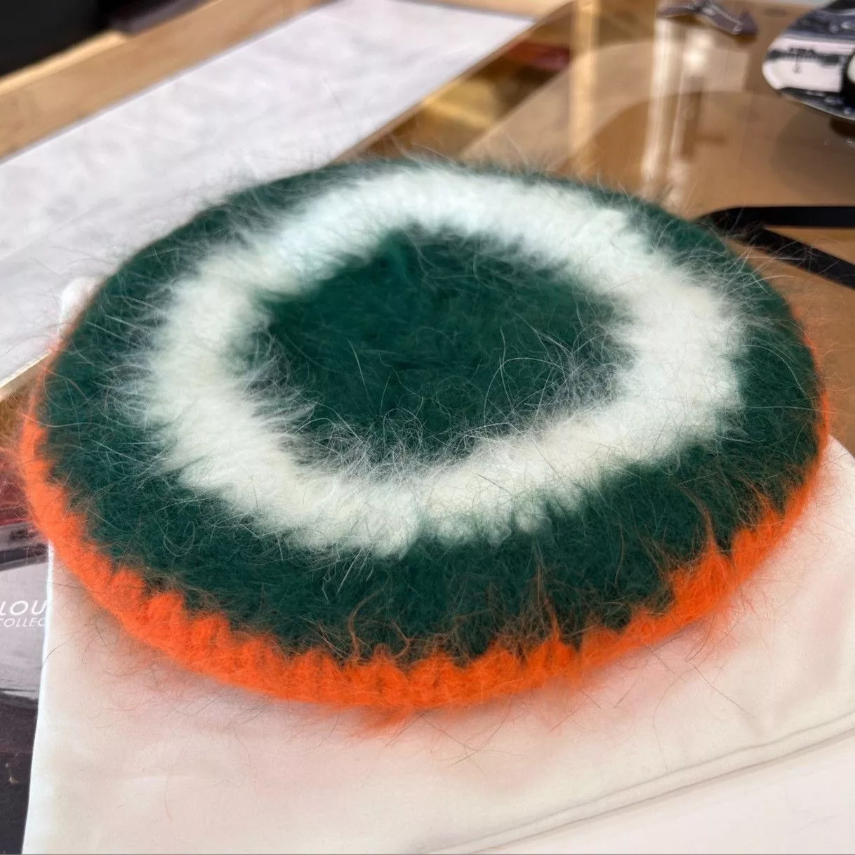 Gucci Hats GUCCI runway Angora Beret Green