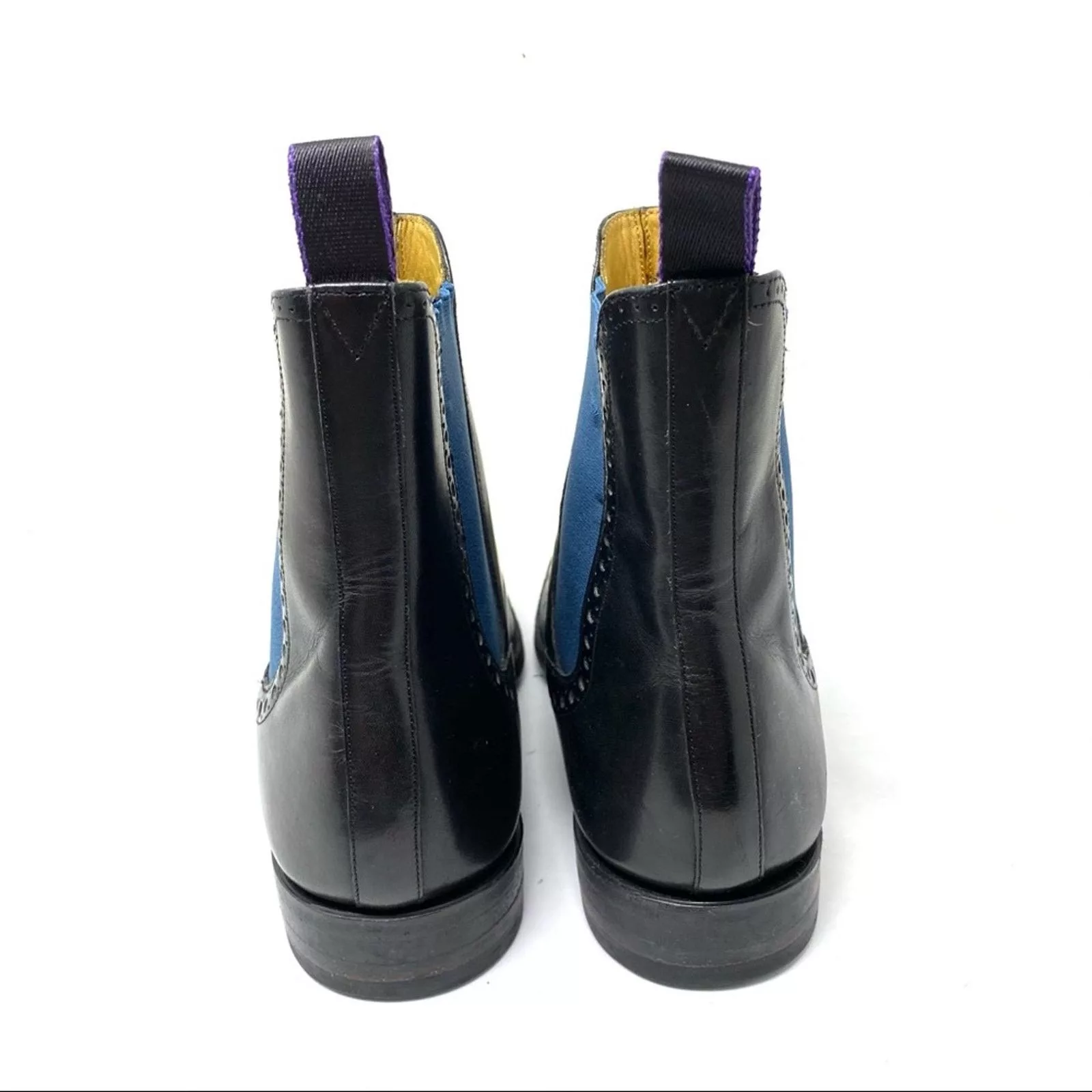 Paul Stuart Boots Paul Stuart black leather brogue Chelsea pull on boots 8
