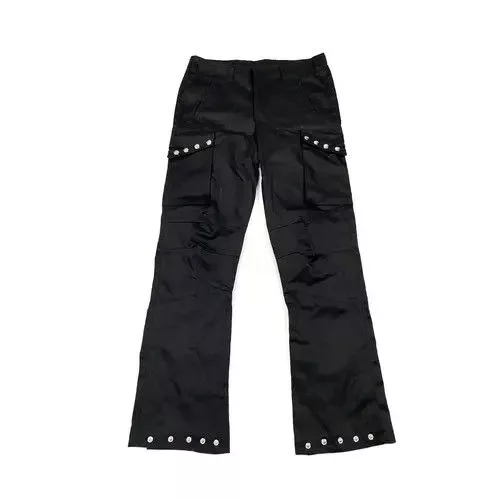 Jean Casual Pants Jean zipper rivet flared yuppie punk remake cargo pants Black Avant-Garde