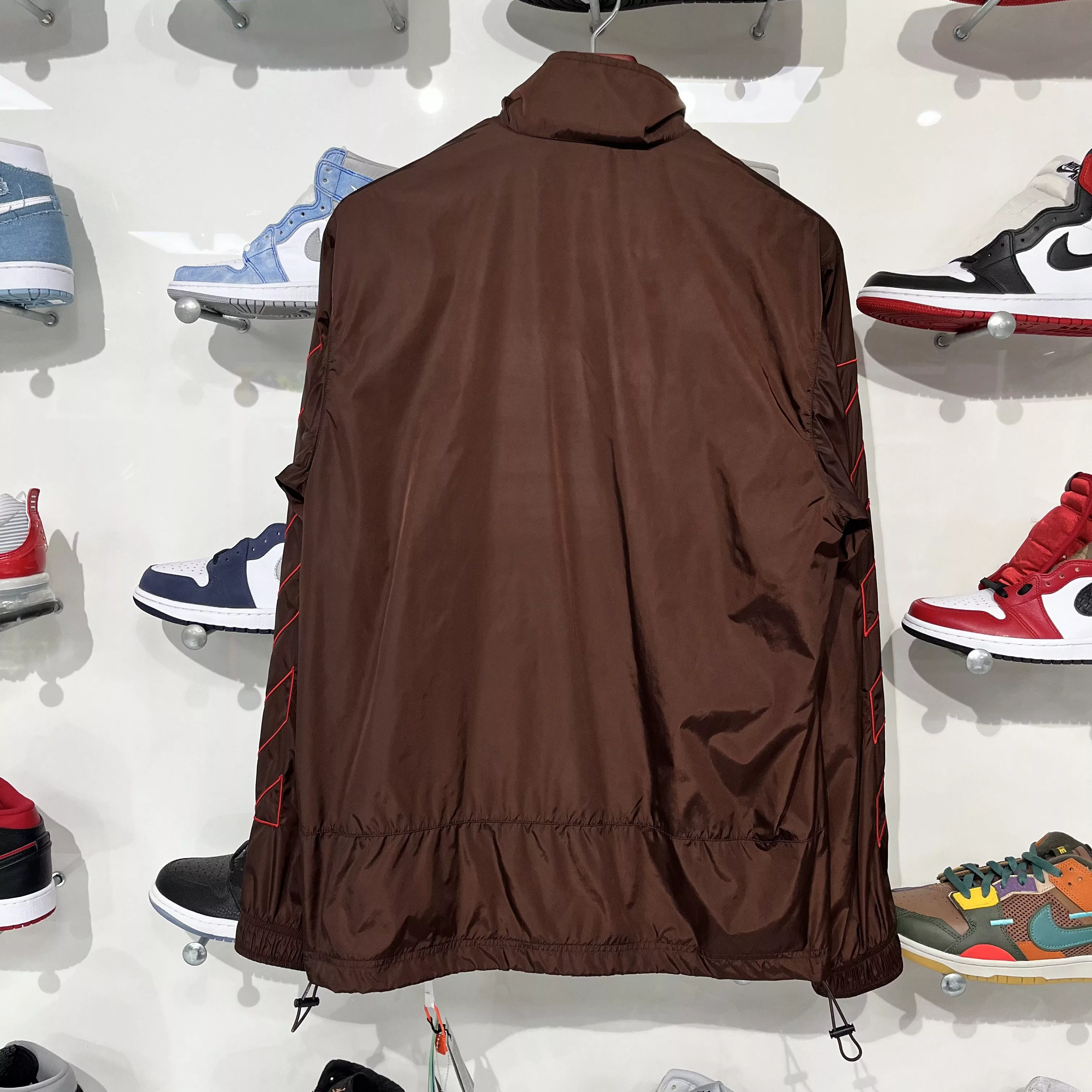 Off-White Light Jackets Off-White Off White Zip Up Funnel Jacket Brown/Red