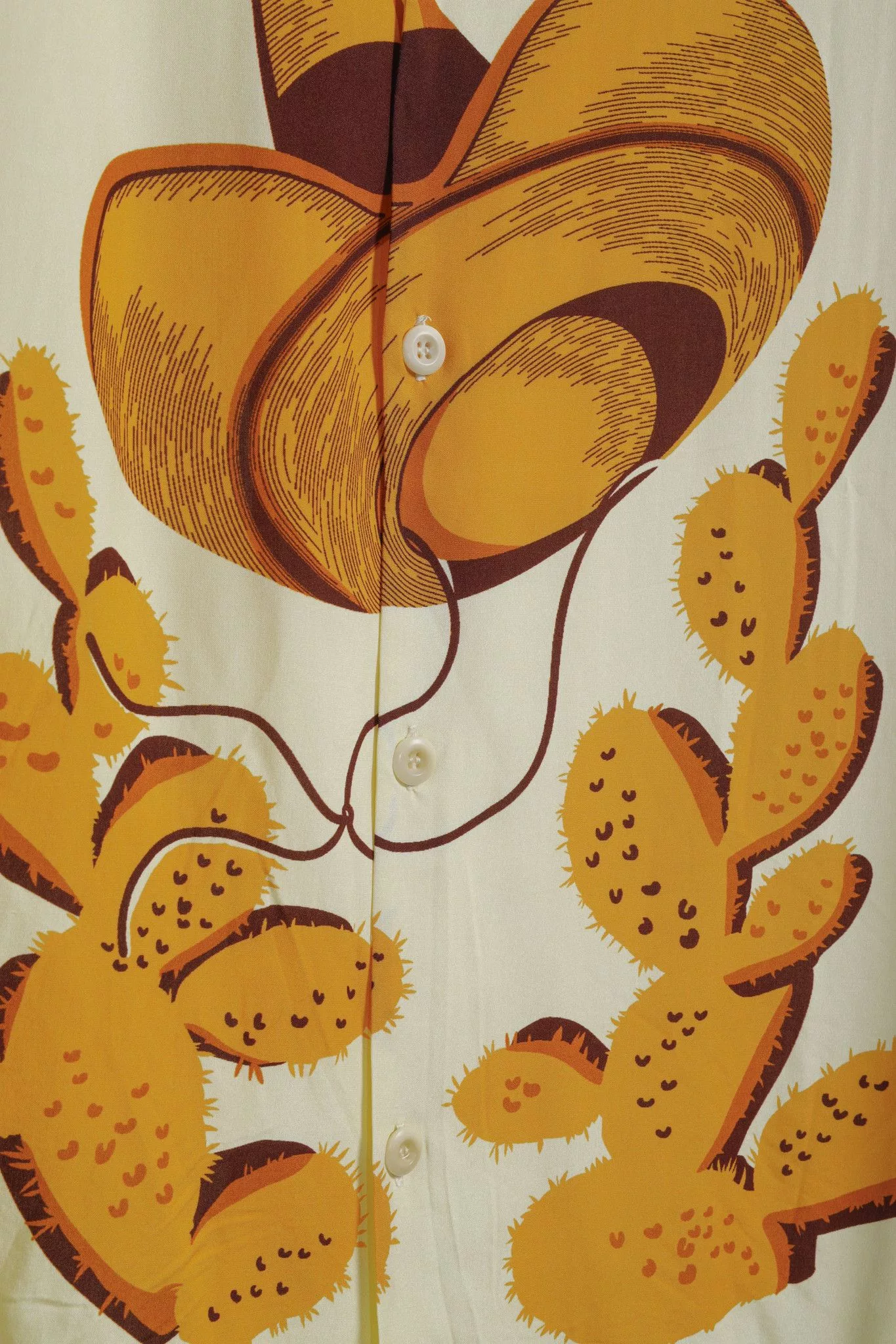Sandro Button Ups Sandro 2022 Yellow Cactus Graphic Printed Shirt