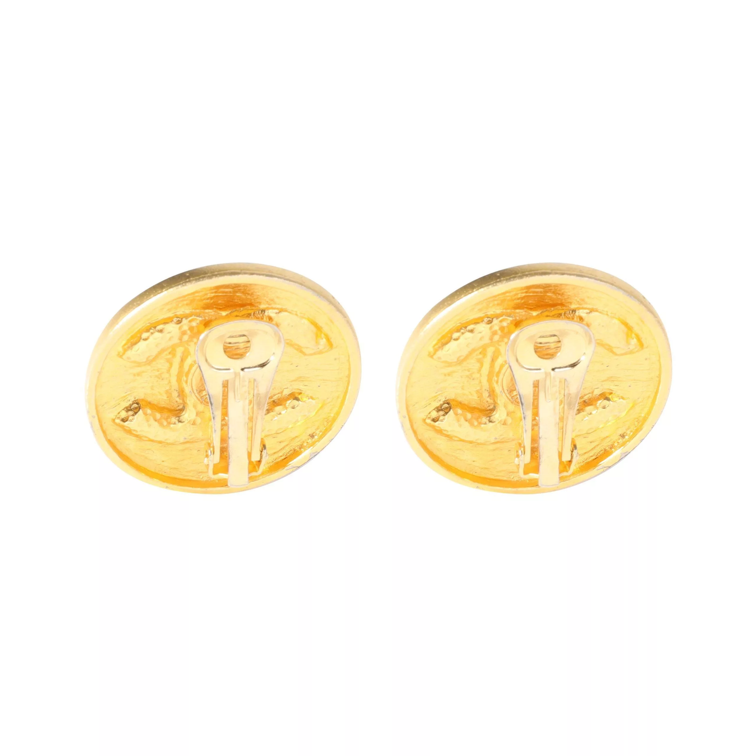 Chanel Rings Gold Tone Chanel Large CC Button Earring