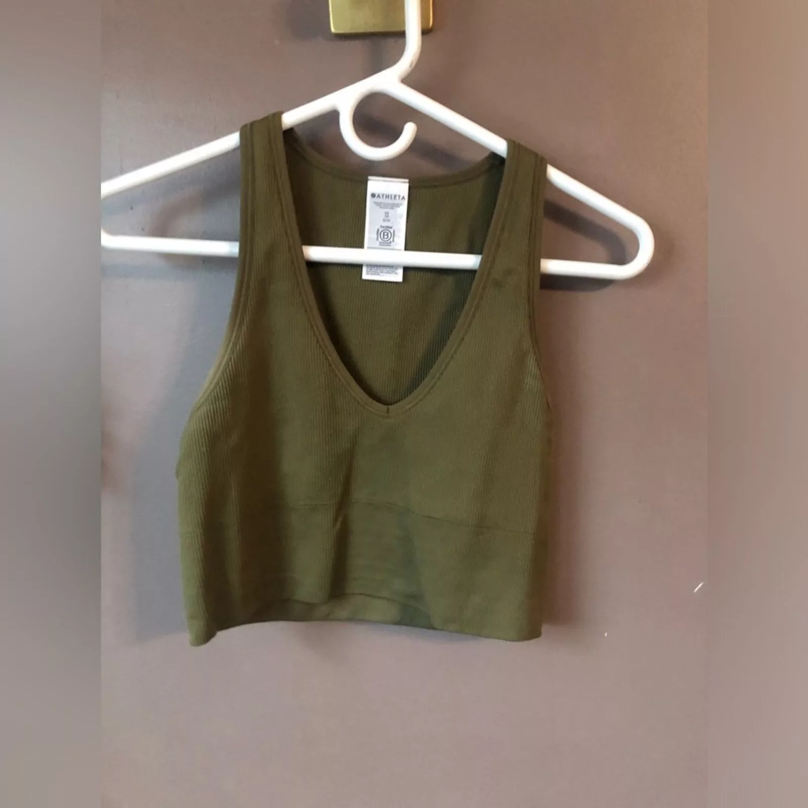 Athleta Tank Tops Athleta sports top bra compression ribbed in Green.