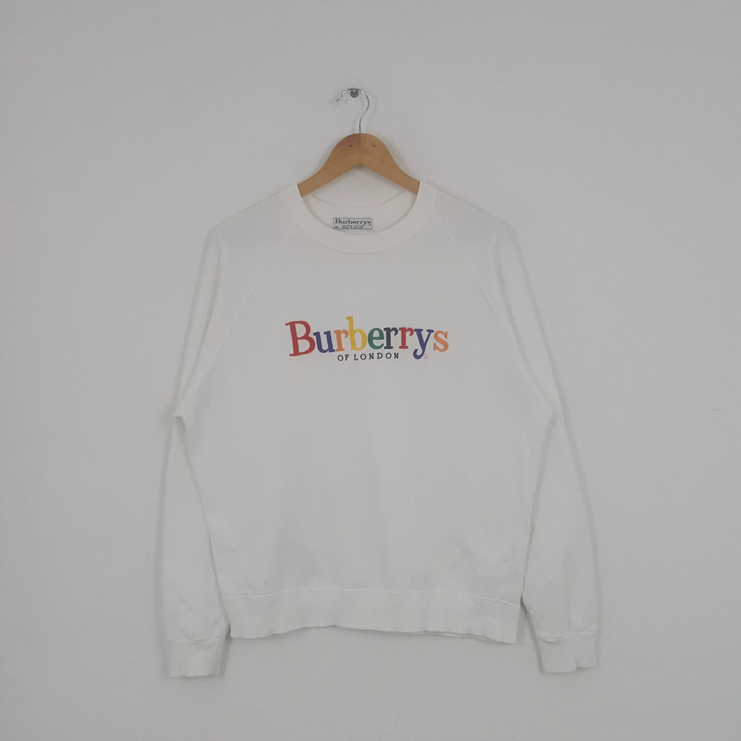 Burberry Sweatshirts Hoodies Burberry × Vintage Vintage Burberry Of London Colourfull Design Sweatshirt White