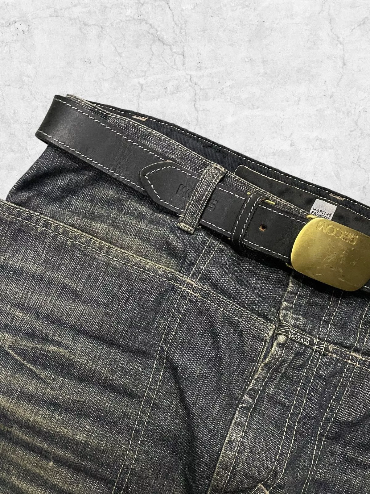 Marithe + Francois Girbaud Denim Marithe + Francois Girbaud × Vintage Y2K Marithe Francois Girbaud Hagi Denim With Leather Belt Gray