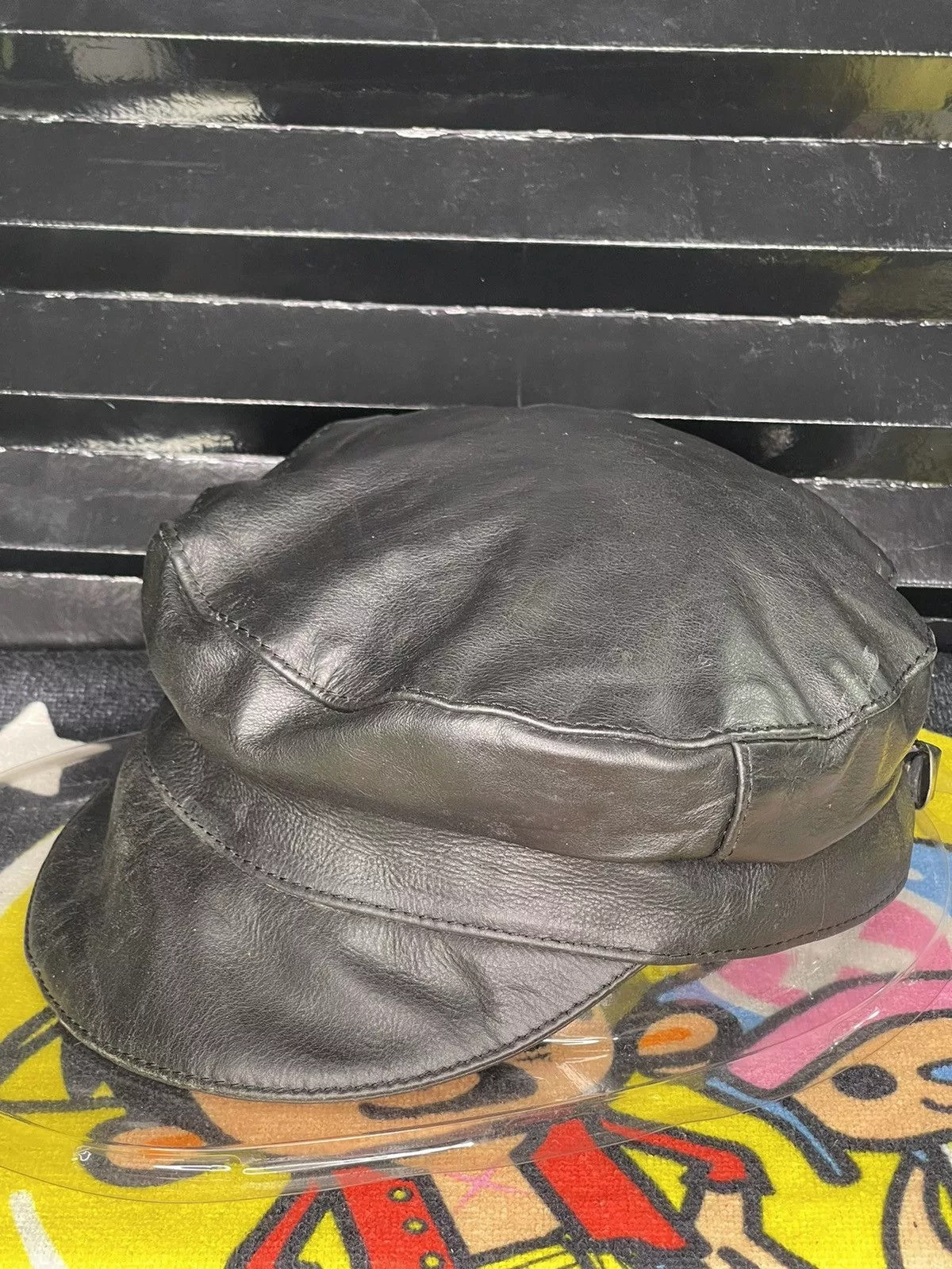 Leather Hats BLACK LEATHER HAT NEWSBOY