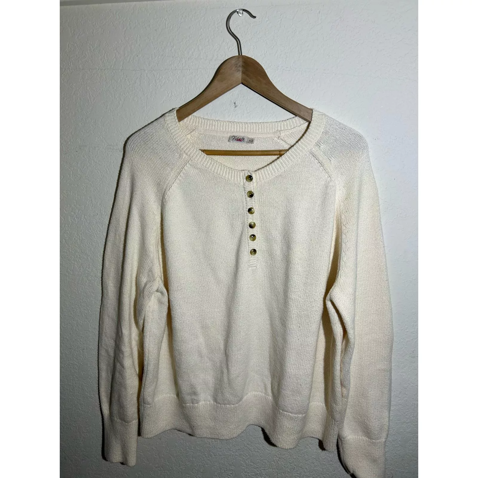 Faherty Sweaters Faherty Cozy Cotton Henley Sweater In Beige Size XL