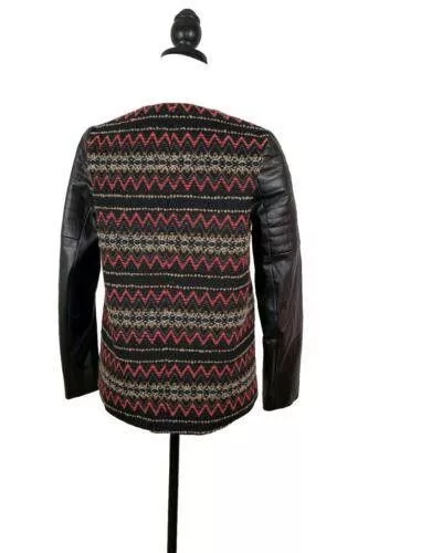 Designer Jackets Designer Ella Moss Jacket Size Small Chevron Pattern Faux Leather Brown