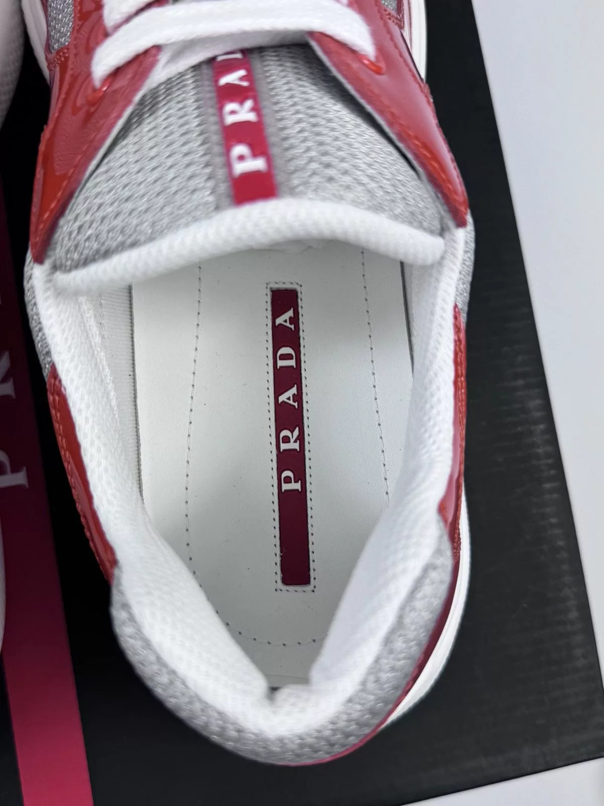 Prada Low Top Sneakers Prada PATENT FINISH SNEAKERS Orange