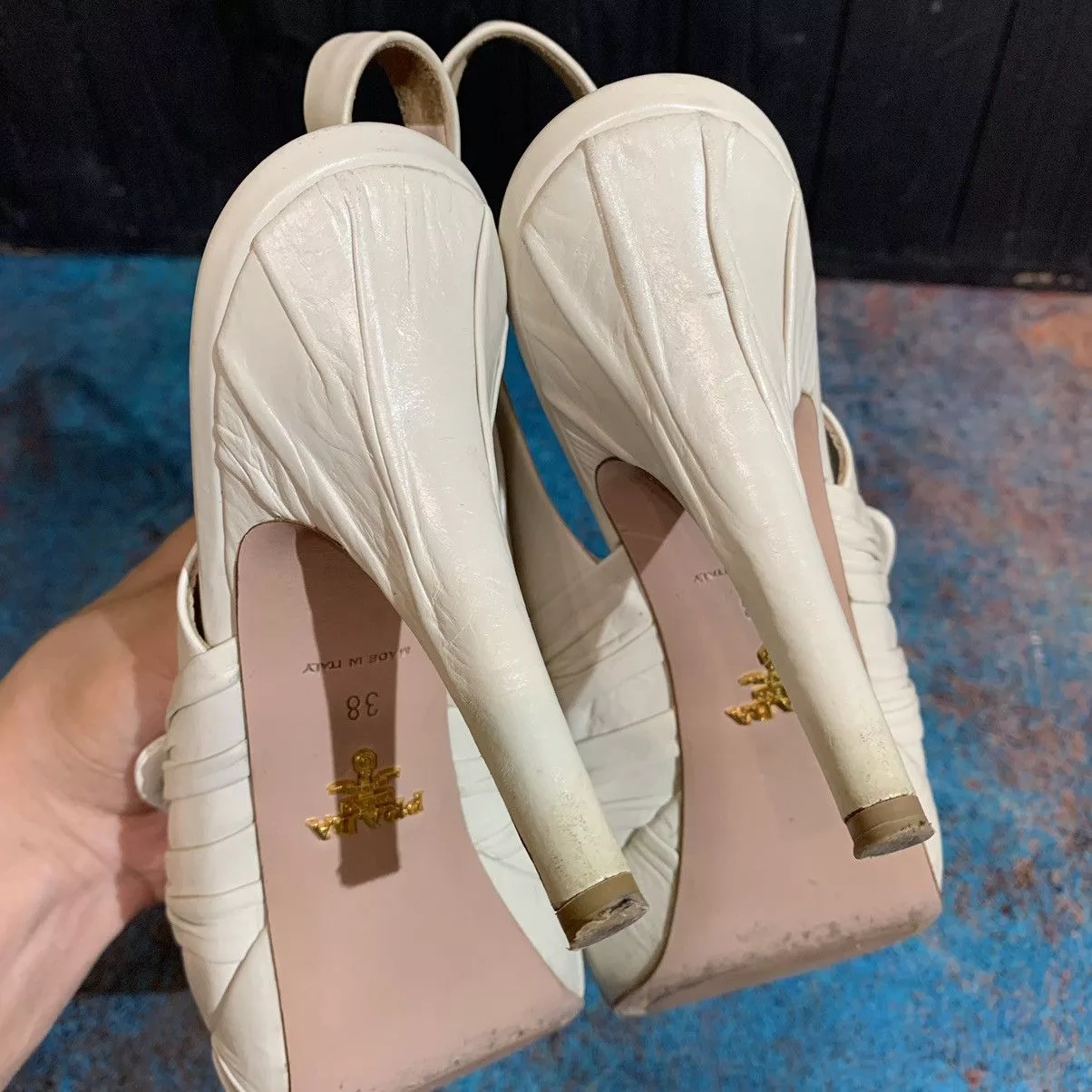 Prada Heels Prada Leather Heels Size 38 Beige Luxury
