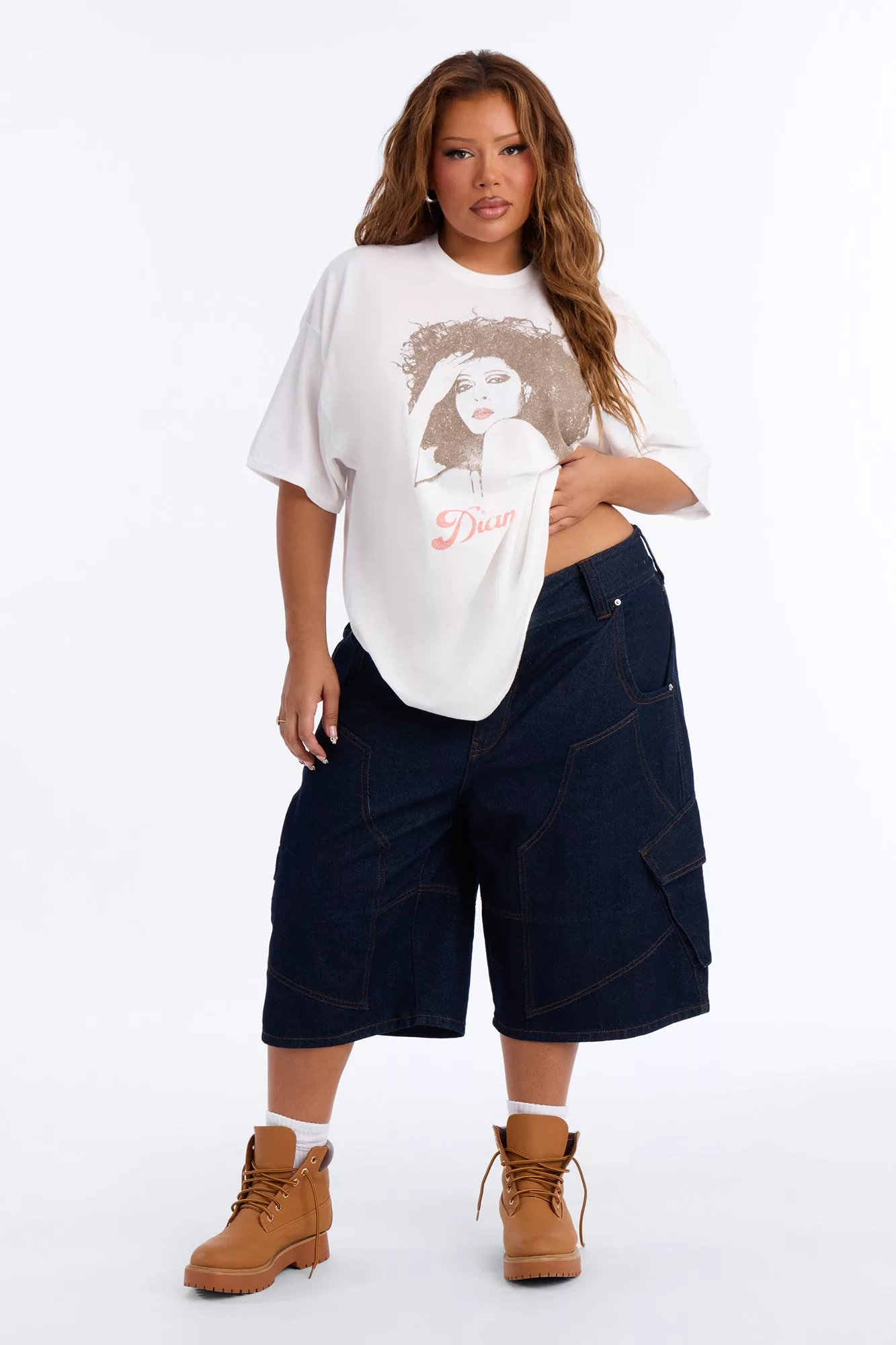 Diana Ross Classic Portrait Oversized Tee - White
